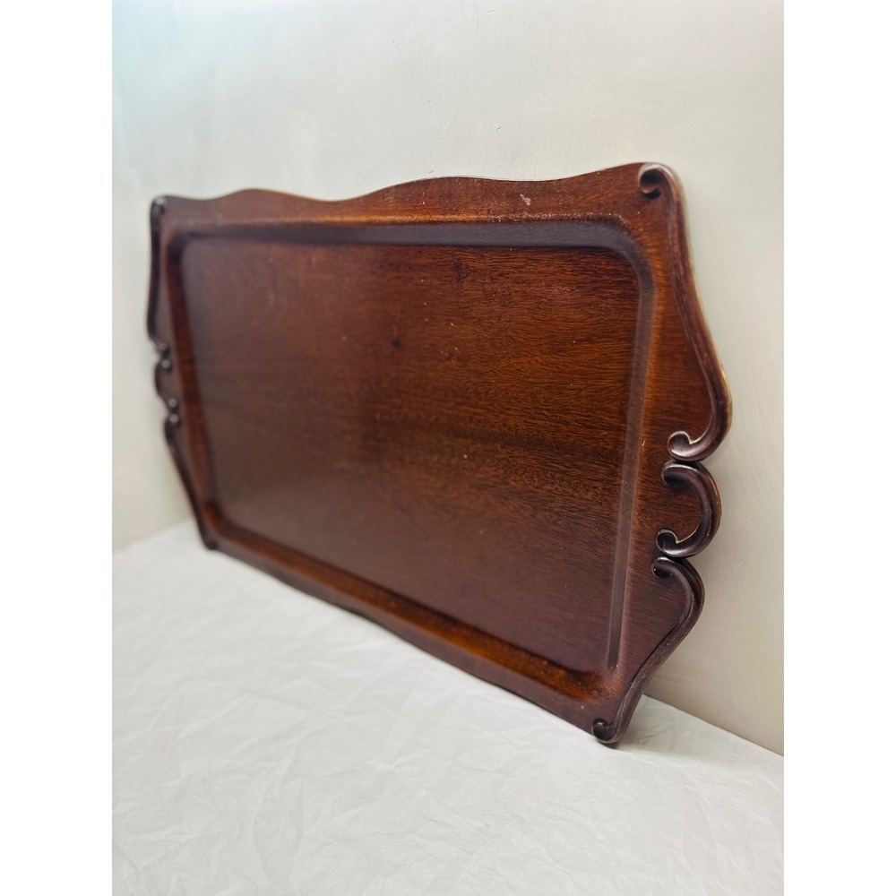 Vintage SE Overton Genuine Mahogany Bentwood Serving Tray Scalloped Edge 441 - Picture 2 of 9